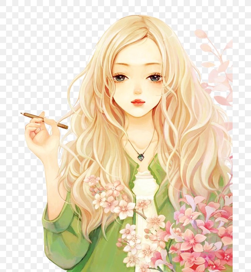 Hand-painted Girls Hold A Pen, PNG, 700x889px, Watercolor, Cartoon, Flower, Frame, Heart Download Free