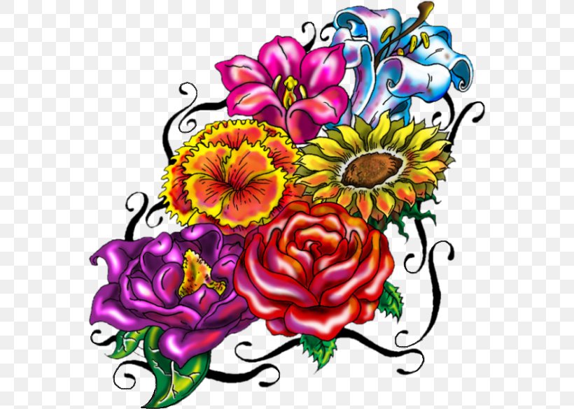 Floral Design Tattoo Flash Idea, PNG, 568x585px, Floral Design, Art, Artwork, Botanical Garden, Chrysanths Download Free