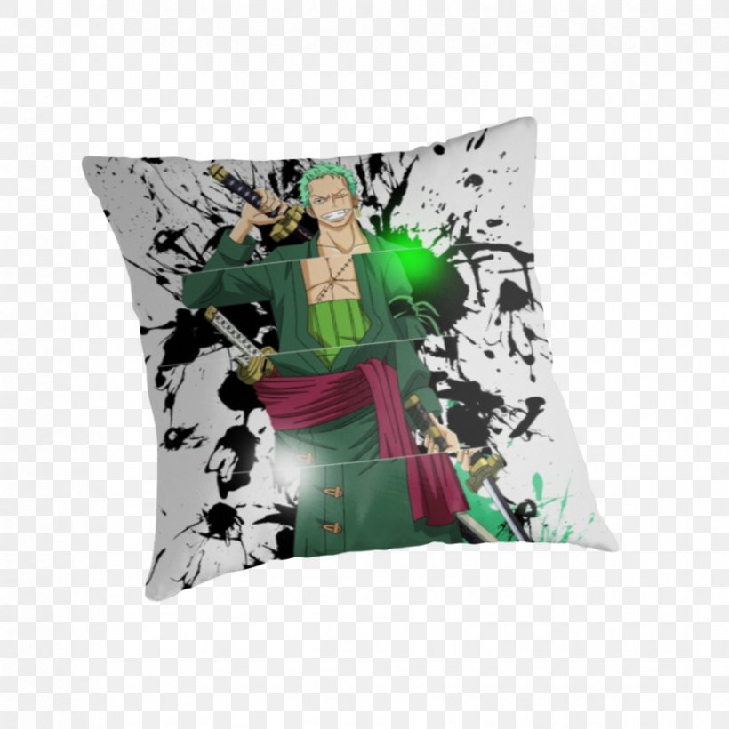 Roronoa Zoro Throw Pillows Cushion Green, PNG, 875x875px, Watercolor, Cartoon, Flower, Frame, Heart Download Free