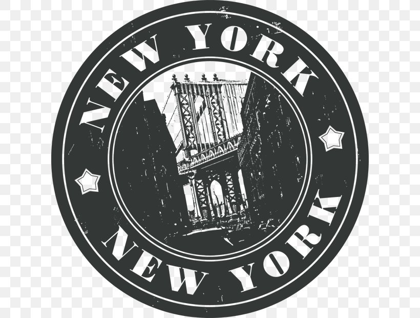 New York City Sticker Postage Stamps Label, PNG, 620x620px, New York City, Adhesive, Badge, Black And White, Brand Download Free