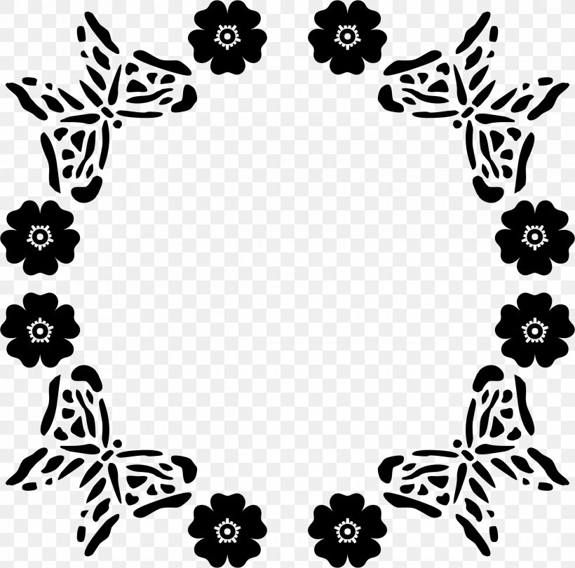 Flower Butterfly Clip Art, PNG, 2382x2354px, Flower, Artwork, Black, Black And White, Butterfly Download Free