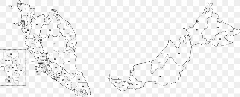 Malaysia Postal Code Public Domain Map White, PNG, 2400x974px, Malaysia, Area, Artwork, Black, Black And White Download Free