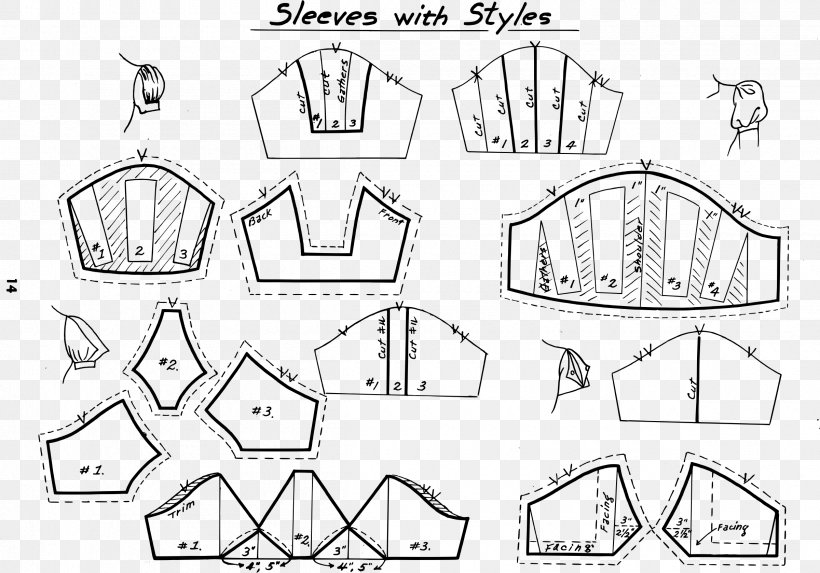 Sewing Fashion Sleeve Pattern, PNG, 2400x1678px, Sewing, Area, Auto Part, Black And White, Burda Style Download Free