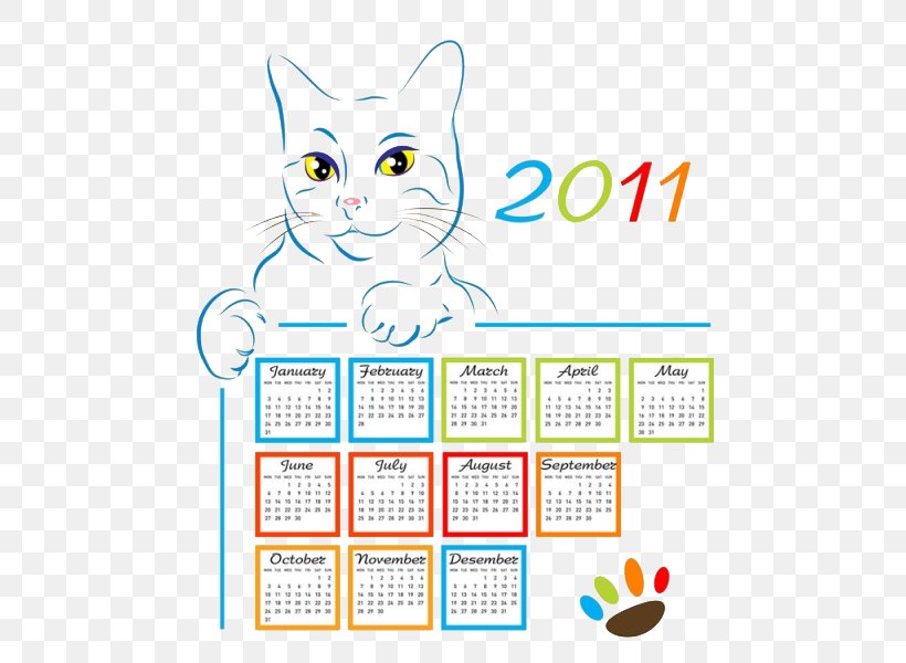 Cat Calendar Illustration, PNG, 600x600px, Cat, Area, Art, Calendar, Cat Like Mammal Download Free