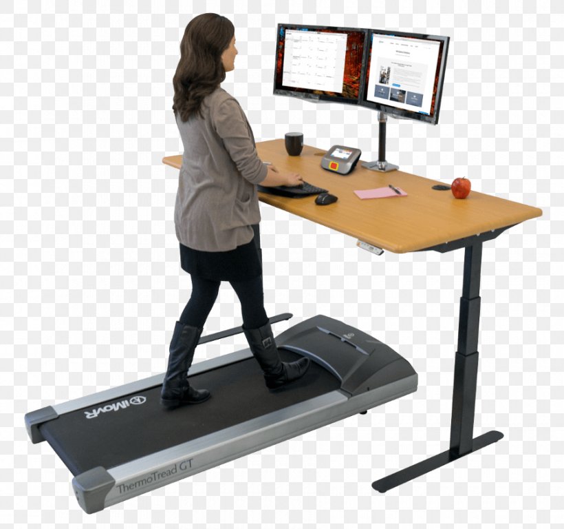 Treadmill Desk Standing Desk Sit-stand Desk, PNG, 900x843px, Treadmill, Balance, Computer, Computer Desk, Computer Monitors Download Free