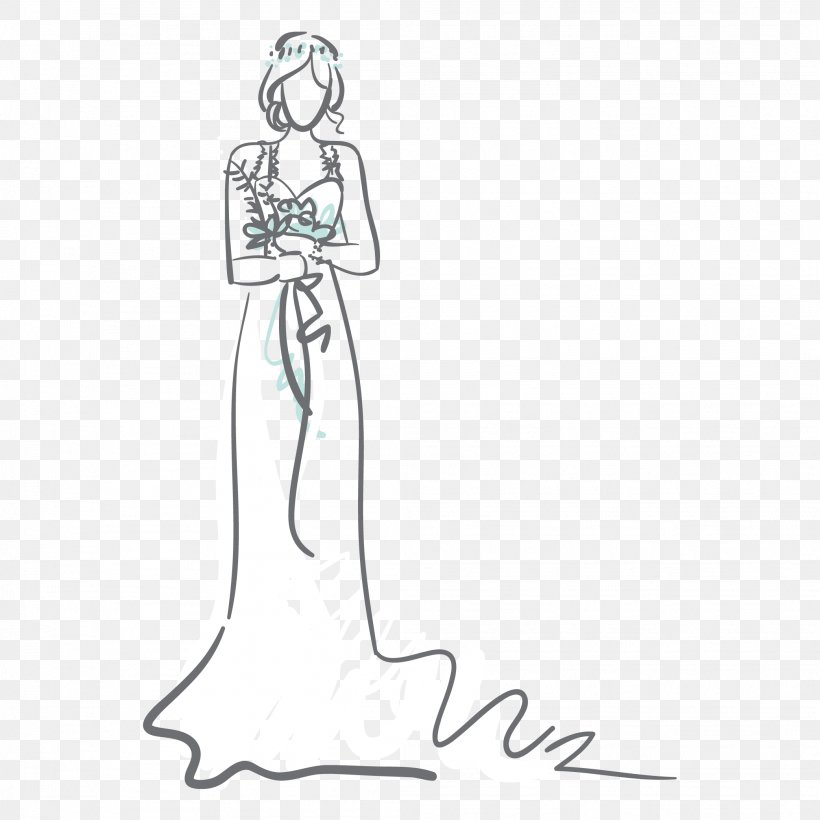 Bride Wedding Dress, PNG, 2084x2084px, Watercolor, Cartoon, Flower, Frame, Heart Download Free