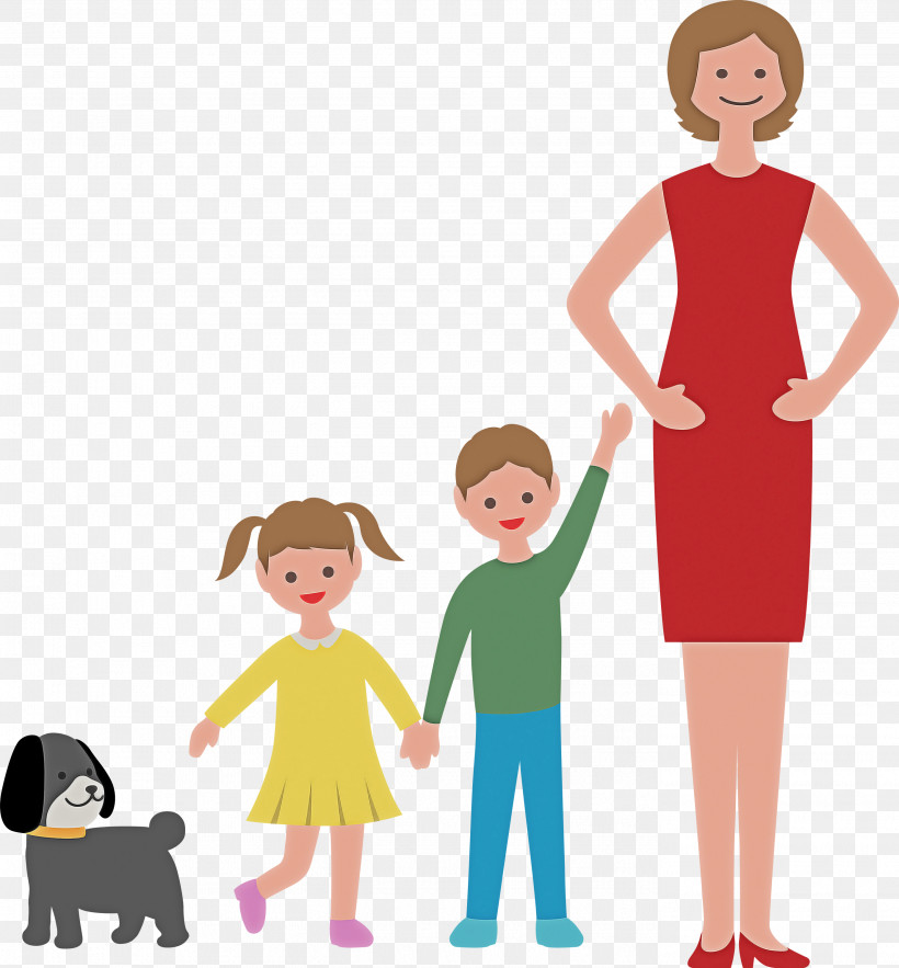 Mom Daughter Son, PNG, 2785x3000px, Mom, Cartoon, Daughter, Dog, Dress Download Free