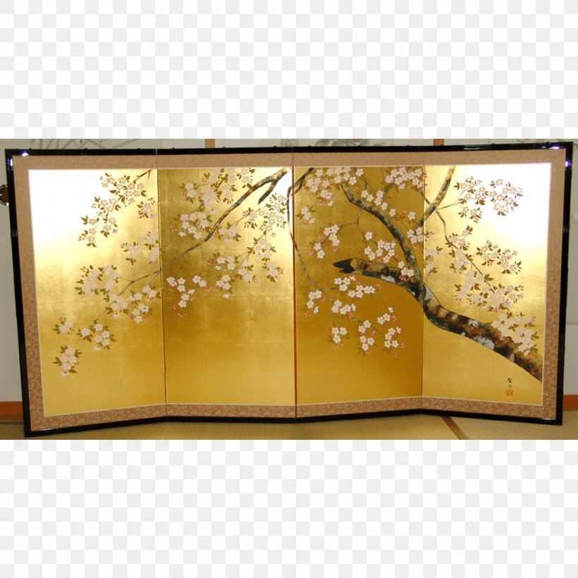 Picture Frames Heian Period Gold Leaf Folding Screen Japanese Painting, PNG, 1000x1000px, Picture Frames, Art, Flower, Folding Screen, Furniture Download Free
