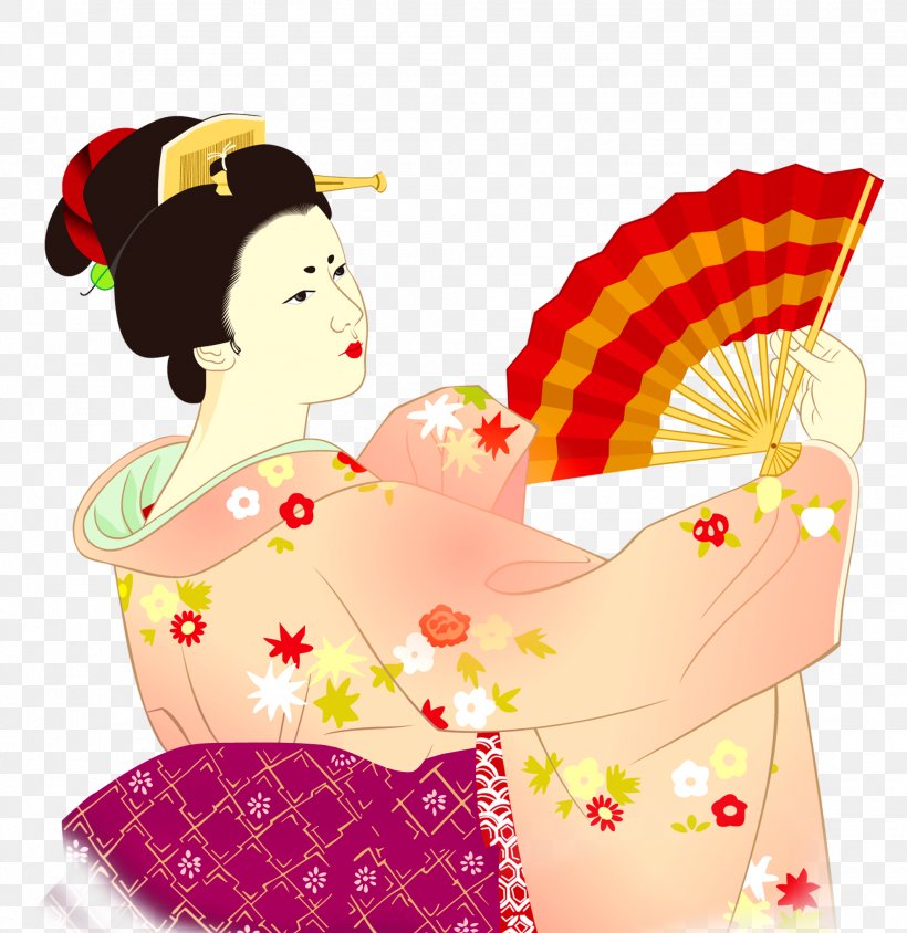 Japan Geisha Kimono Woman, PNG, 1985x2045px, Japan, Art, Cartoon, Geisha, Hand Fan Download Free