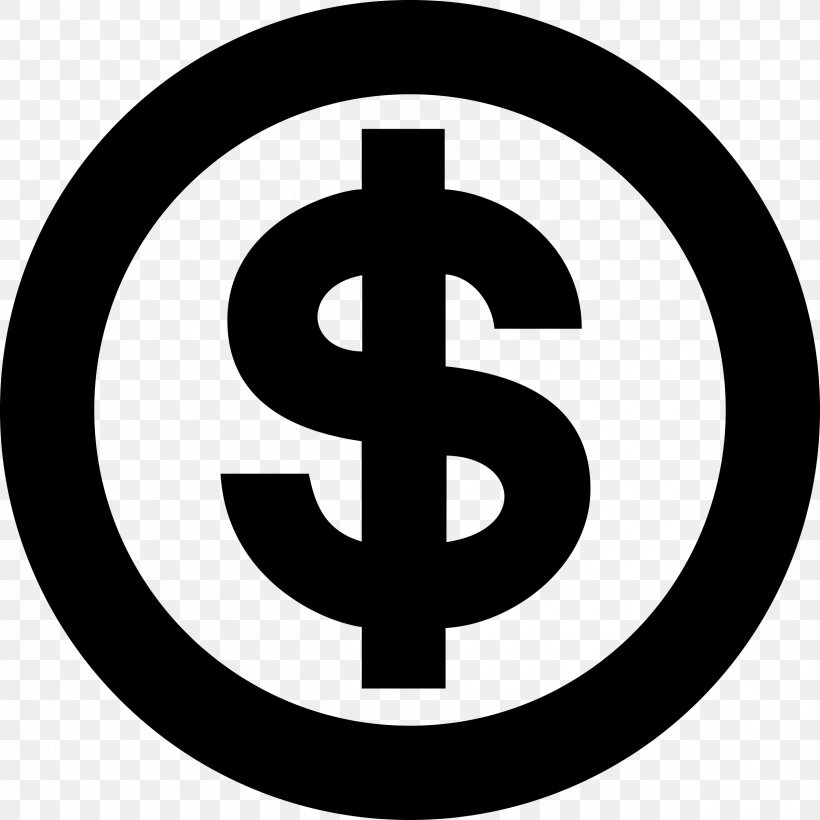 Dollar Sign Currency Symbol Clip Art, PNG, 2400x2400px, Dollar Sign, Area, Black And White, Brand, Currency Download Free