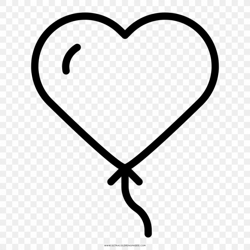 Heart Drawing Balloon Coloring Book, PNG, 1000x1000px, Watercolor, Cartoon, Flower, Frame, Heart Download Free