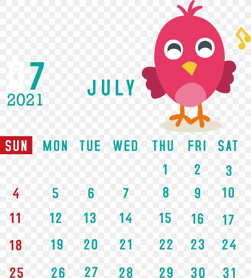 July 2021 Calendar July Calendar 2021 Calendar, PNG, 2709x3000px, 2021 Calendar, July Calendar, Beak, Behavior, Calendar System Download Free