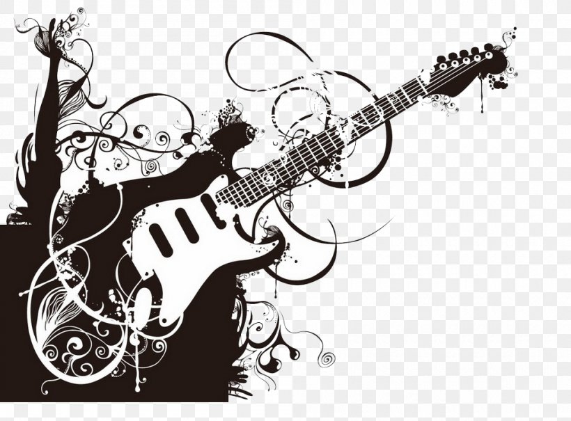 Visual Arts Guitarist Illustration, PNG, 1000x738px, Visual Arts, Art, Bass Guitar, Black And White, Electric Guitar Download Free