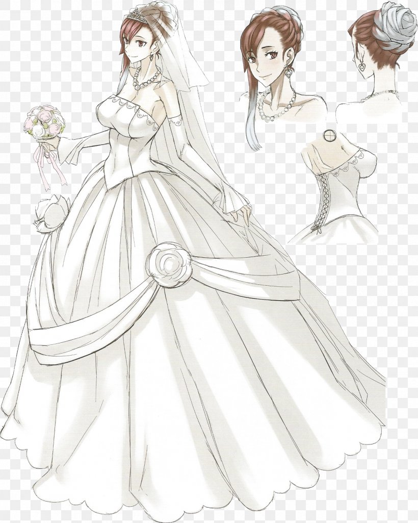 Valkyria Revolution Wedding Dress Art Drawing, PNG, 1390x1739px, Watercolor, Cartoon, Flower, Frame, Heart Download Free