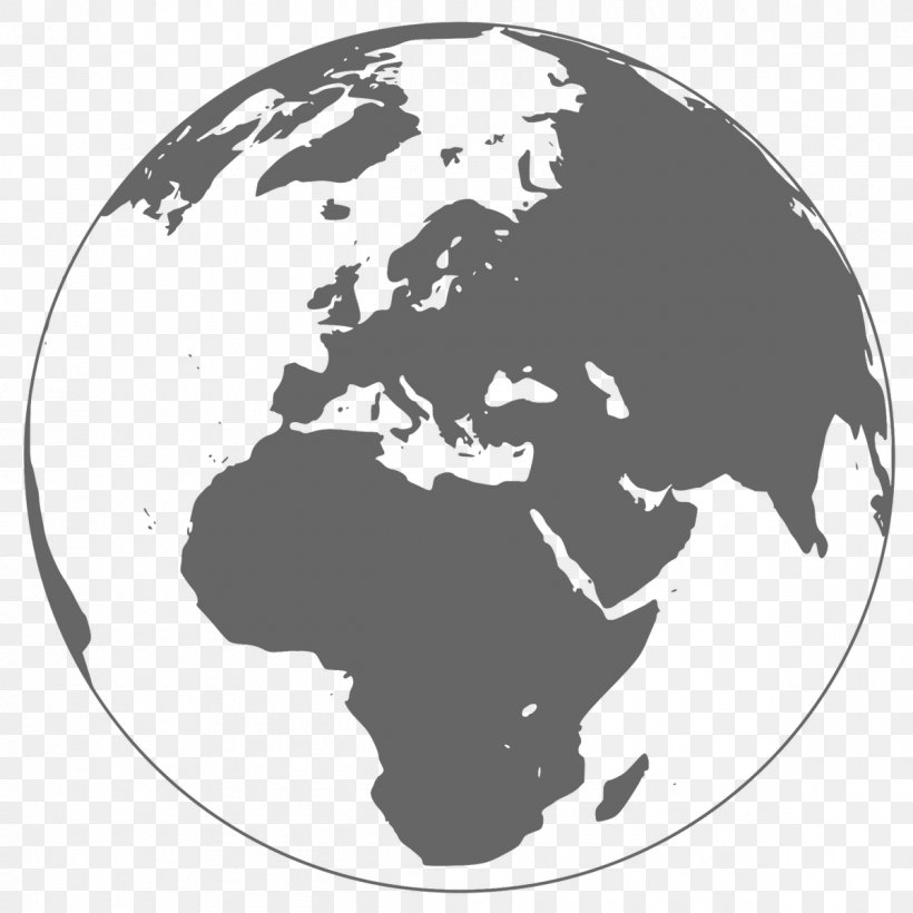 Globe Earth World Map Vector Graphics, PNG, 1200x1200px, Globe, Black And White, Earth, Geography, Map Download Free