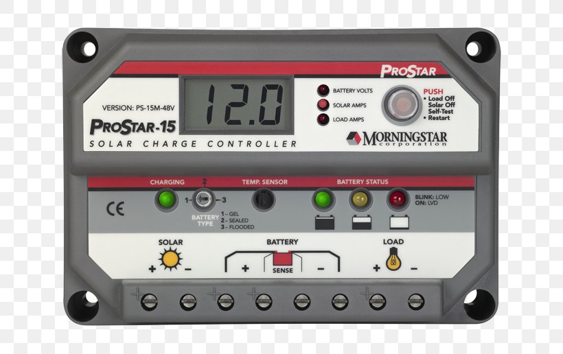 Battery Charge Controllers Maximum Power Point Tracking Solar Power Morningstar, Inc. Off-the-grid, PNG, 720x516px, Battery Charge Controllers, Ampere, Audio Receiver, Battery Charger, Circuit Component Download Free