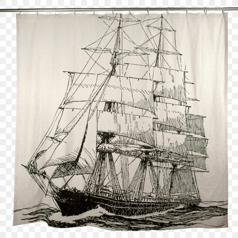 Brigantine Clipper Curtain Sailing Ship, PNG, 1200x1200px, Brigantine, Baltimore Clipper, Barque, Barquentine, Bathroom Download Free