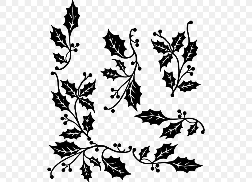 Common Holly Black And White Clip Art, PNG, 512x593px, Common Holly, Artwork, Black, Black And White, Branch Download Free