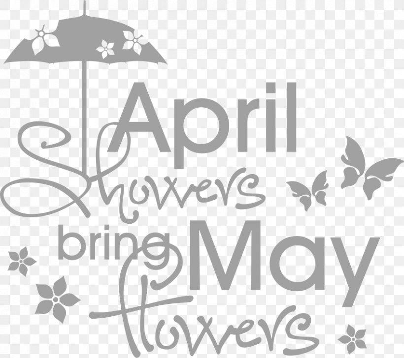 April Shower Flower Wall Decal Clip Art, PNG, 850x755px, April Shower, April, Area, Black And White, Brand Download Free