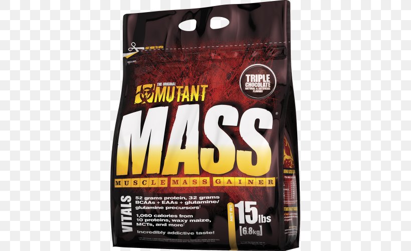 Gainer Bodybuilding Supplement Mass Mutant Dietary Supplement, PNG, 500x500px, Gainer, Bodybuilding Supplement, Branchedchain Amino Acid, Brand, Casein Download Free