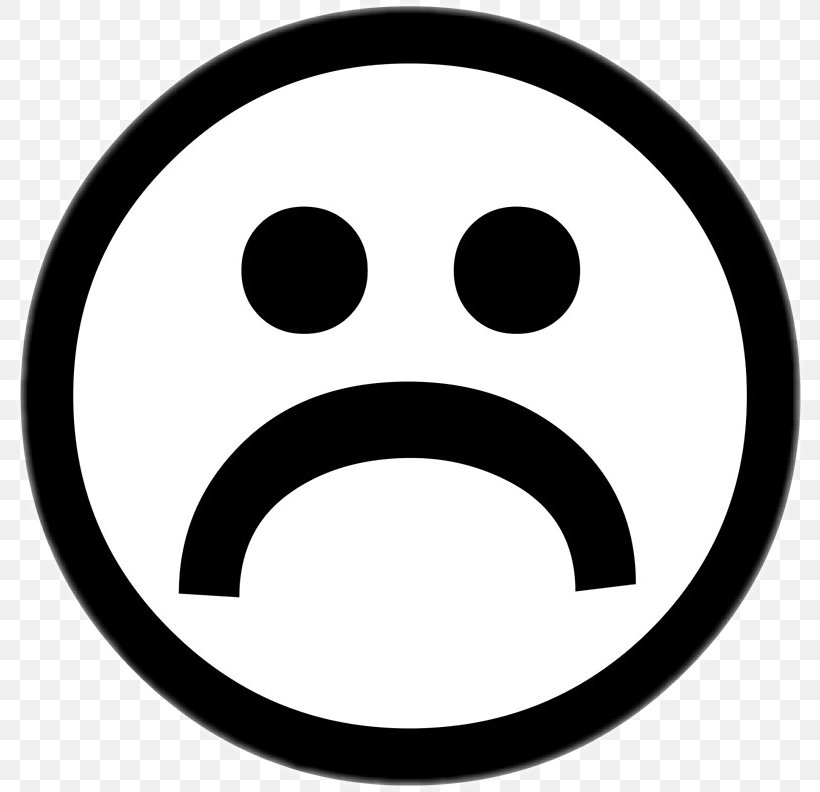 Emoticon Smiley Sadness Clip Art, PNG, 792x792px, Emoticon, Area, Black And White, Drawing, Emotion Download Free