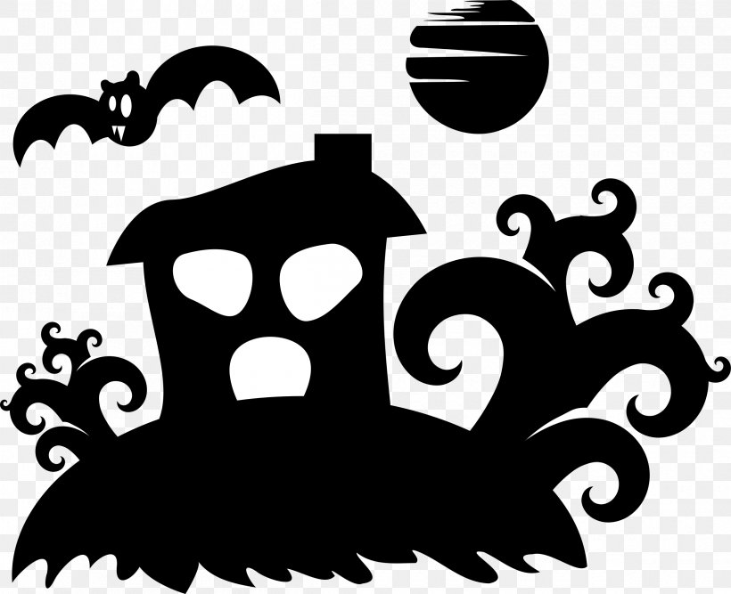 Silhouette Haunted House Clip Art, PNG, 2400x1953px, Silhouette, Artwork, Black, Black And White, Drawing Download Free
