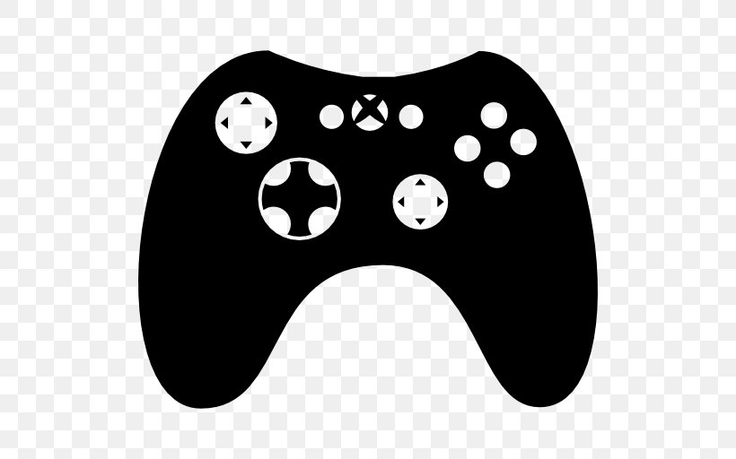 Xbox 360 Controller Xbox One Controller Black, PNG, 512x512px, Xbox 360 Controller, All Xbox Accessory, Black, Black And White, Game Controller Download Free