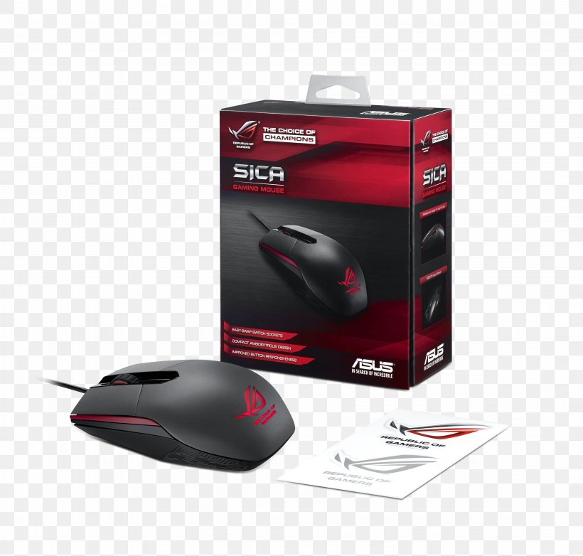 Computer Mouse ROG Gladius II Republic Of Gamers ASUS ROG Gaming Desktop PC GR8, PNG, 4314x4118px, Computer Mouse, Asus, Computer Accessory, Computer Component, Dots Per Inch Download Free