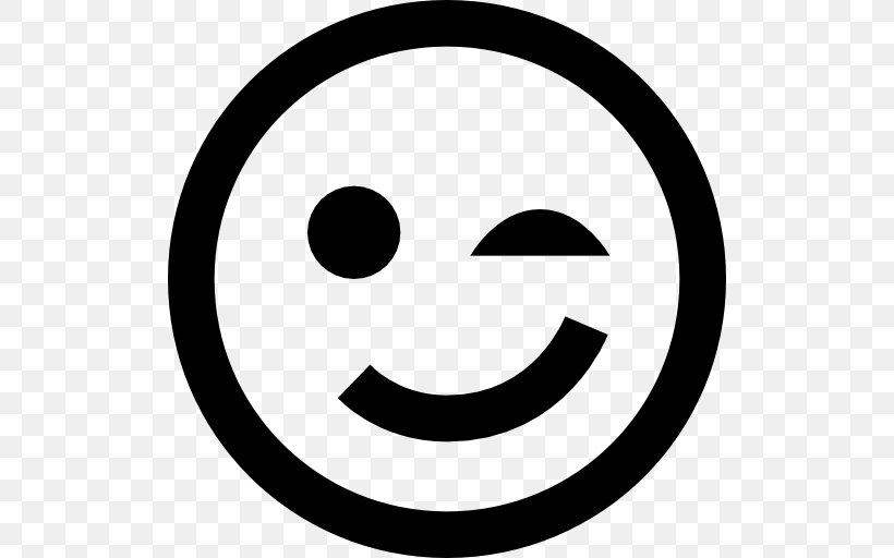 Smiley Emoticon Wink Clip Art, PNG, 512x512px, Smiley, Area, Black And White, Emoticon, Face Download Free