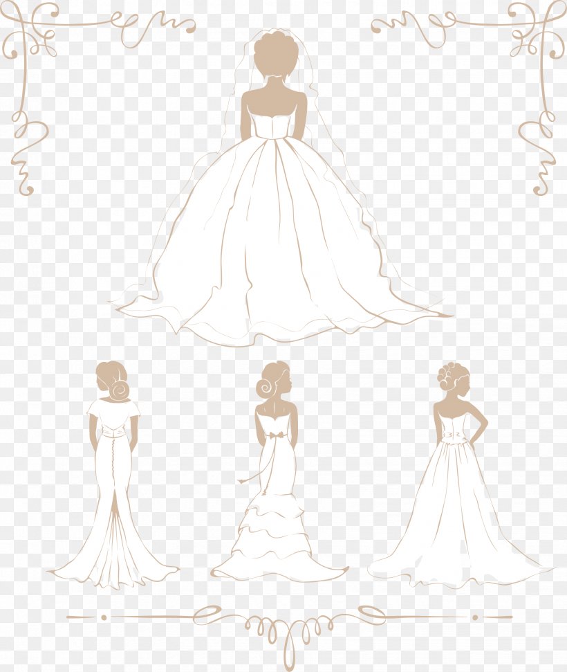 Wedding Dress Bride Drawing, PNG, 1853x2195px, Wedding Dress, Bridal Clothing, Bridal Party Dress, Bride, Cartoon Download Free