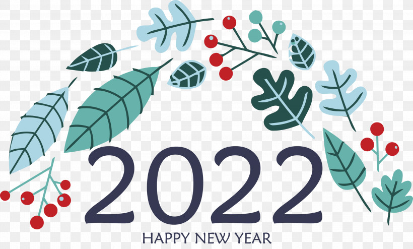 2022 Happy New Year 2022 New Year 2022, PNG, 3000x1808px, Leaf, Biology, Branching, Creativity, Flower Download Free