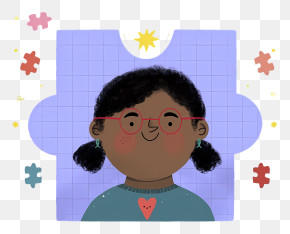 Puzzle - Girl With Glasses Illustration PNG
