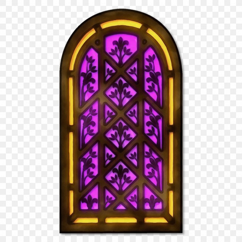 Stained Glass Glass Purple Arch Window, PNG, 894x894px, Watercolor, Arch, Architecture, Door, Glass Download Free