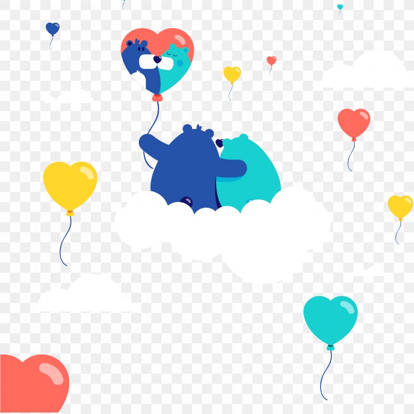 Love Balloon Bear Image Design, PNG, 2000x2000px, Watercolor, Cartoon, Flower, Frame, Heart Download Free