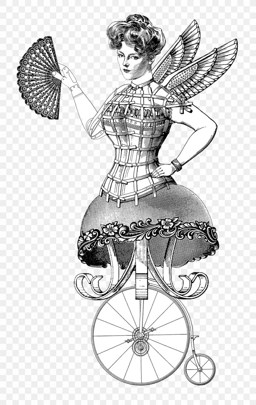 Clip Art Steampunk Victorian Era Image Drawing, PNG, 1012x1600px, Steampunk, Art, Artwork, Black And White, Costume Design Download Free