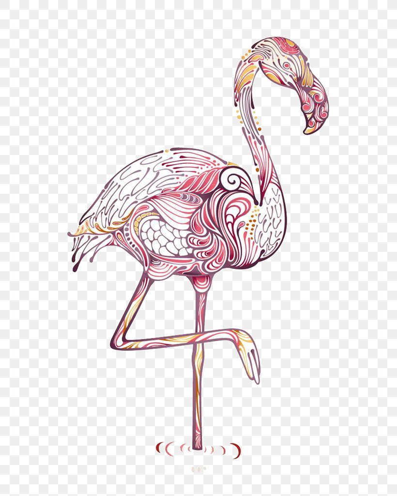 Drawing Flamingo Abstract Art Illustration, PNG, 769x1024px, Drawing, Abstract Art, Art, Beak, Bird Download Free