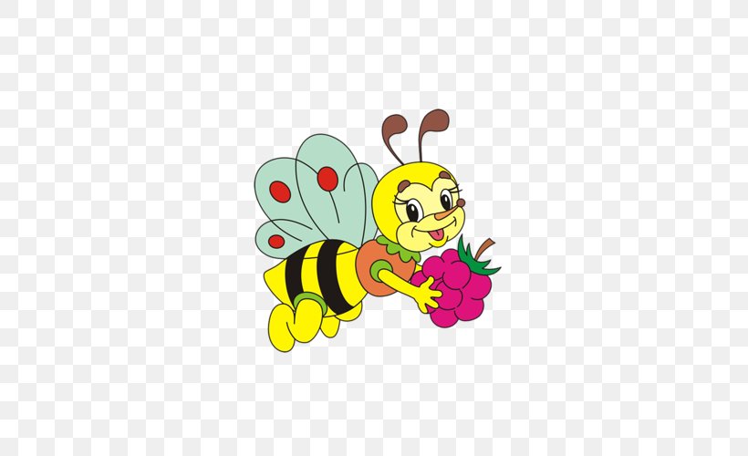 Honey Bee Cartoon Clip Art, PNG, 500x500px, Bee, Art, Butterfly, Cartoon, Child Download Free