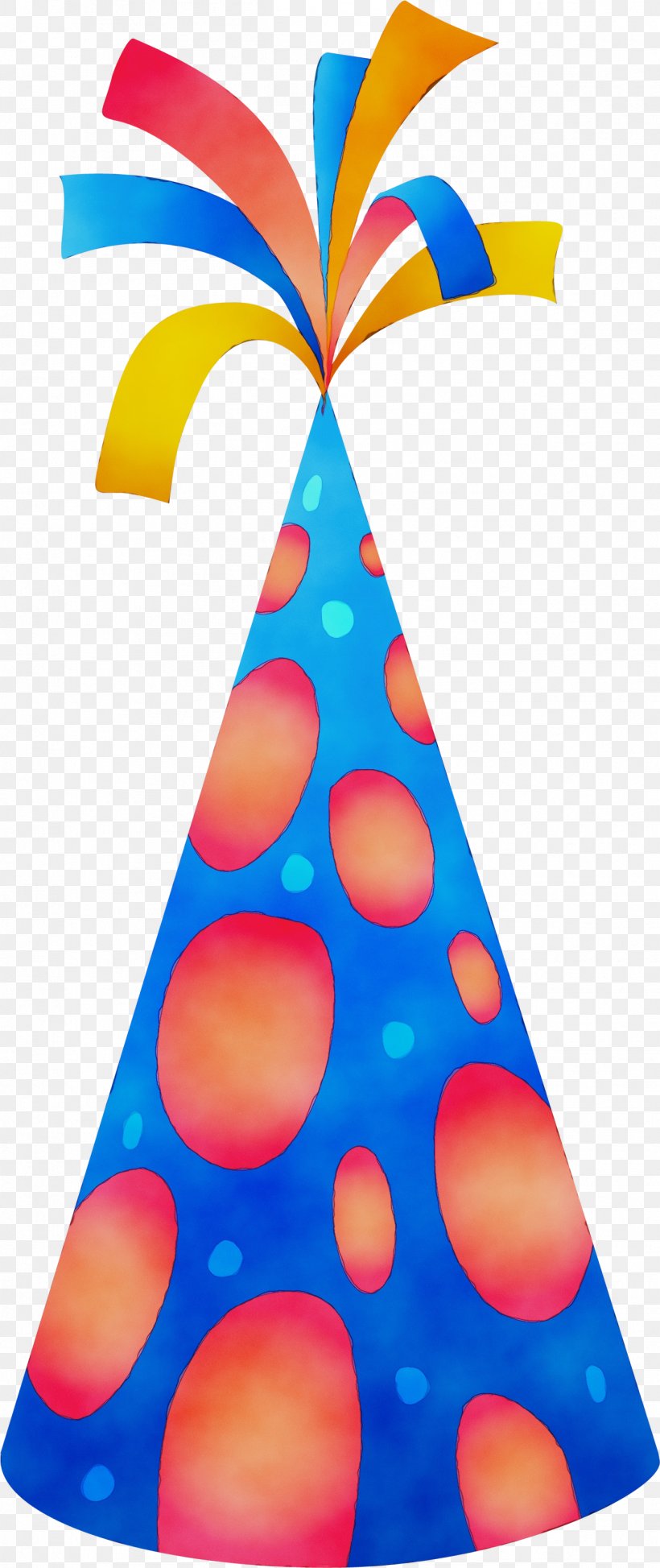 Party Hat, PNG, 1263x2999px, Watercolor, Cone, Electric Blue, Orange, Paint Download Free