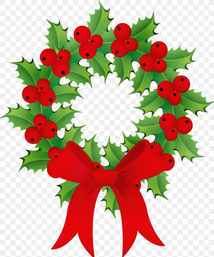 Christmas Decoration, PNG, 2496x3000px, Watercolor, Christmas Decoration, Flower, Holly, Leaf Download Free