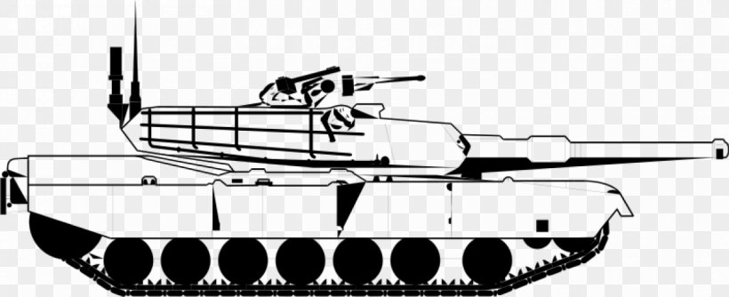 M1 Abrams Main Battle Tank Clip Art, PNG, 1224x500px, M1 Abrams, Armour, Armoured Warfare, Black And White, Combat Vehicle Download Free
