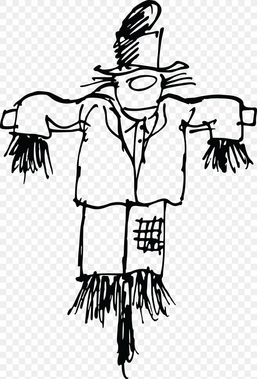 Scarecrow Line Art Clip Art, PNG, 4000x5892px, Scarecrow, Art, Artwork, Bird, Black And White Download Free