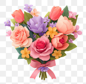 Pastel Spring Flower Bouquet PNG