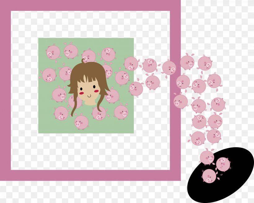 Cartoon Picture Frames Pink M Pattern, PNG, 3901x3117px, Watercolor, Cartoon, Flower, Frame, Heart Download Free
