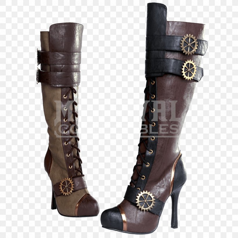Knee-high Boot Steampunk High-heeled Shoe, PNG, 850x850px, Kneehigh Boot, Boot, Brown, Buckle, Costume Download Free
