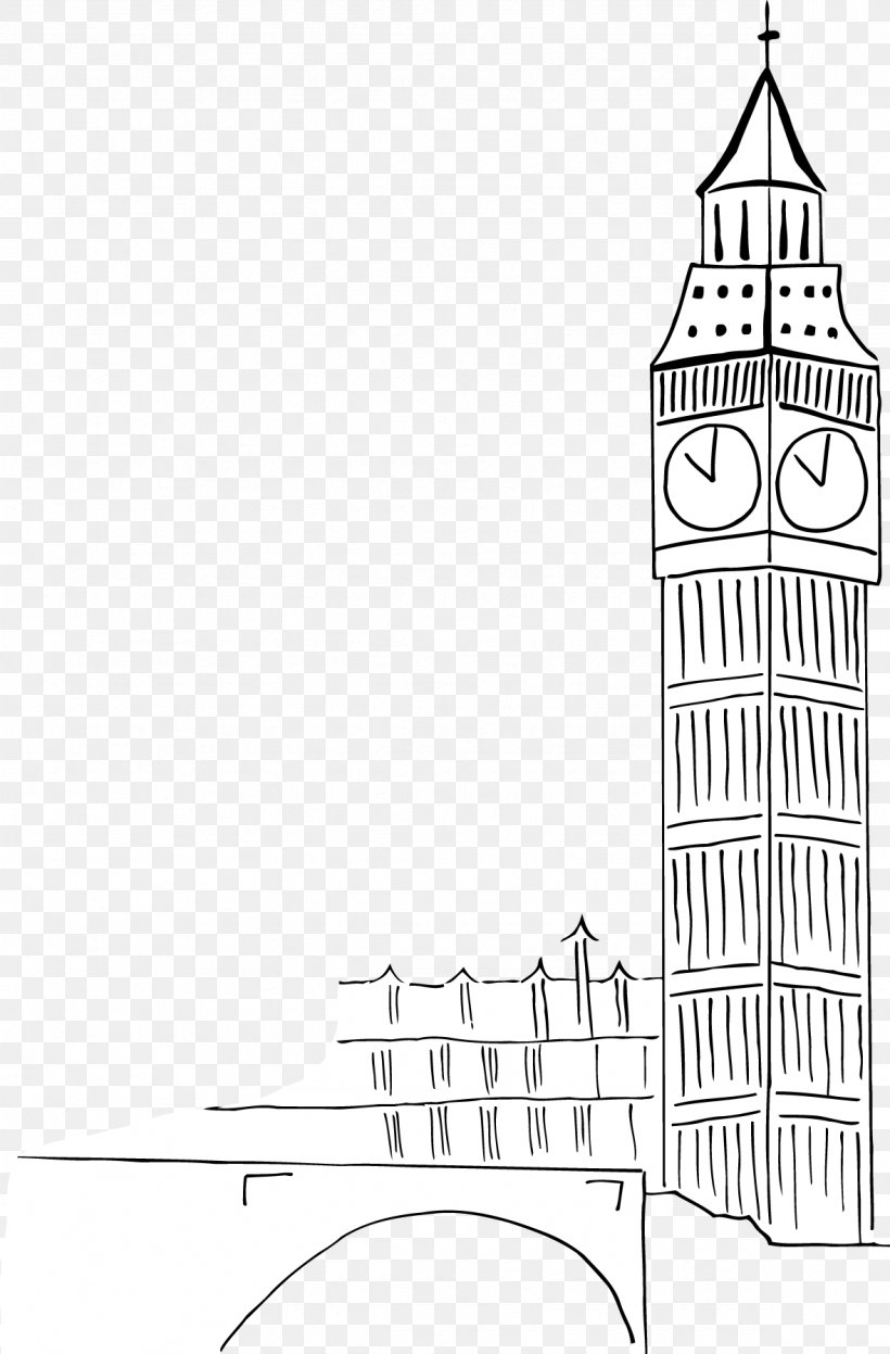 Line Art Clock Tower Drawing, PNG, 1179x1794px, Line Art, Area, Artwork, Black And White, Cartoon Download Free