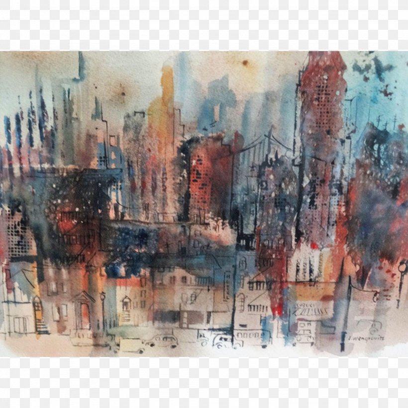 Watercolor Painting Art Oil Paint, PNG, 2048x2048px, Painting, Acrylic Paint, Acrylic Resin, Art, Cityscape Download Free