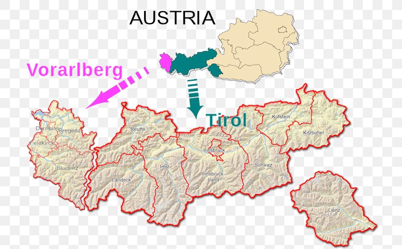 Innsbruck Vorarlberg South Tyrol Regions Of Italy Map, PNG, 750x508px, Innsbruck, Area, Austria, Ecoregion, Fc Tirol Innsbruck Download Free