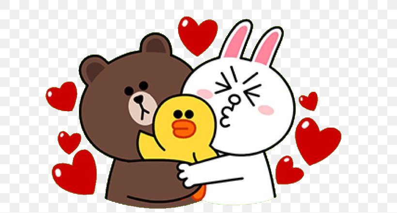 Line Friends Sticker Rabbit Clip Art, PNG, 640x441px, Watercolor, Cartoon, Flower, Frame, Heart Download Free