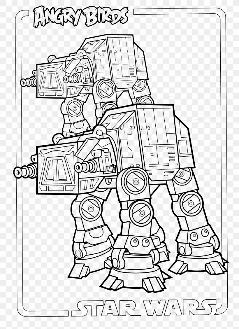 Angry Birds Star Wars Line Art Drawing Coloring Book, PNG, 5100x7020px, Angry Birds Star Wars, All Terrain Armored Transport, Angry Birds, Area, Art Download Free