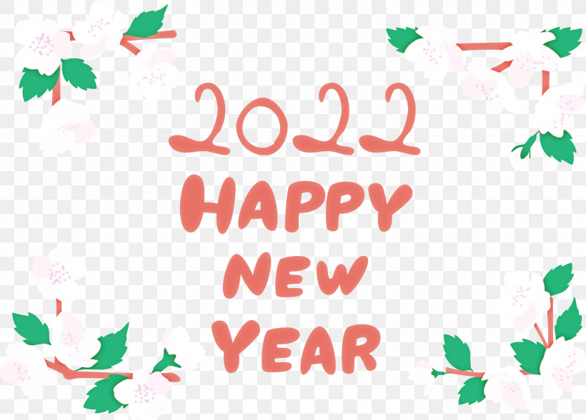 2022 Happy New Year 2022 New Year, PNG, 3000x2155px, Floral Design, Christmas Day, Flower, Green, Greeting Card Download Free